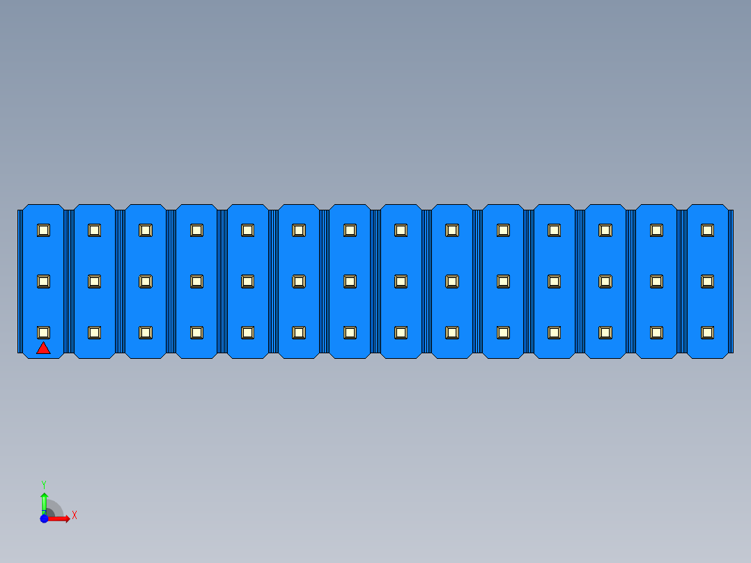 彩色公头100mil（2.54mm）系列-DS1021_blue_3x14p_100mil_Type19_rev1.0前视图
