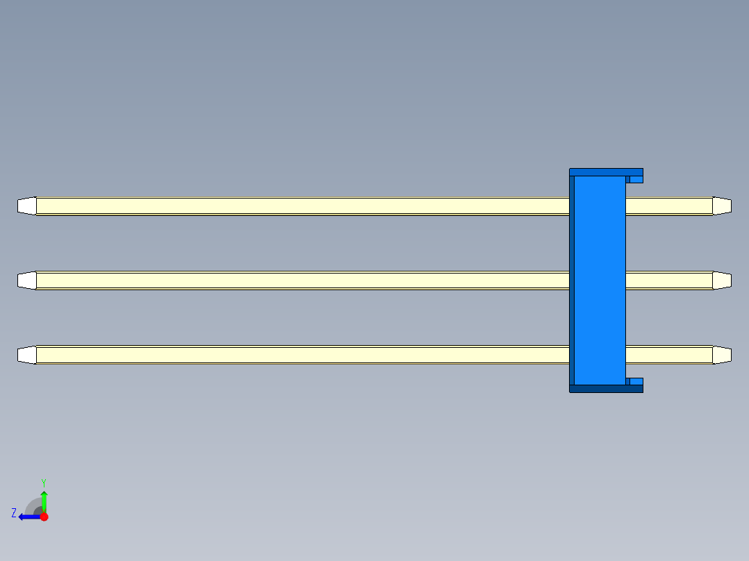 彩色公头100mil（2.54mm）系列-DS1021_blue_3x14p_100mil_Type19_rev1.0右视图