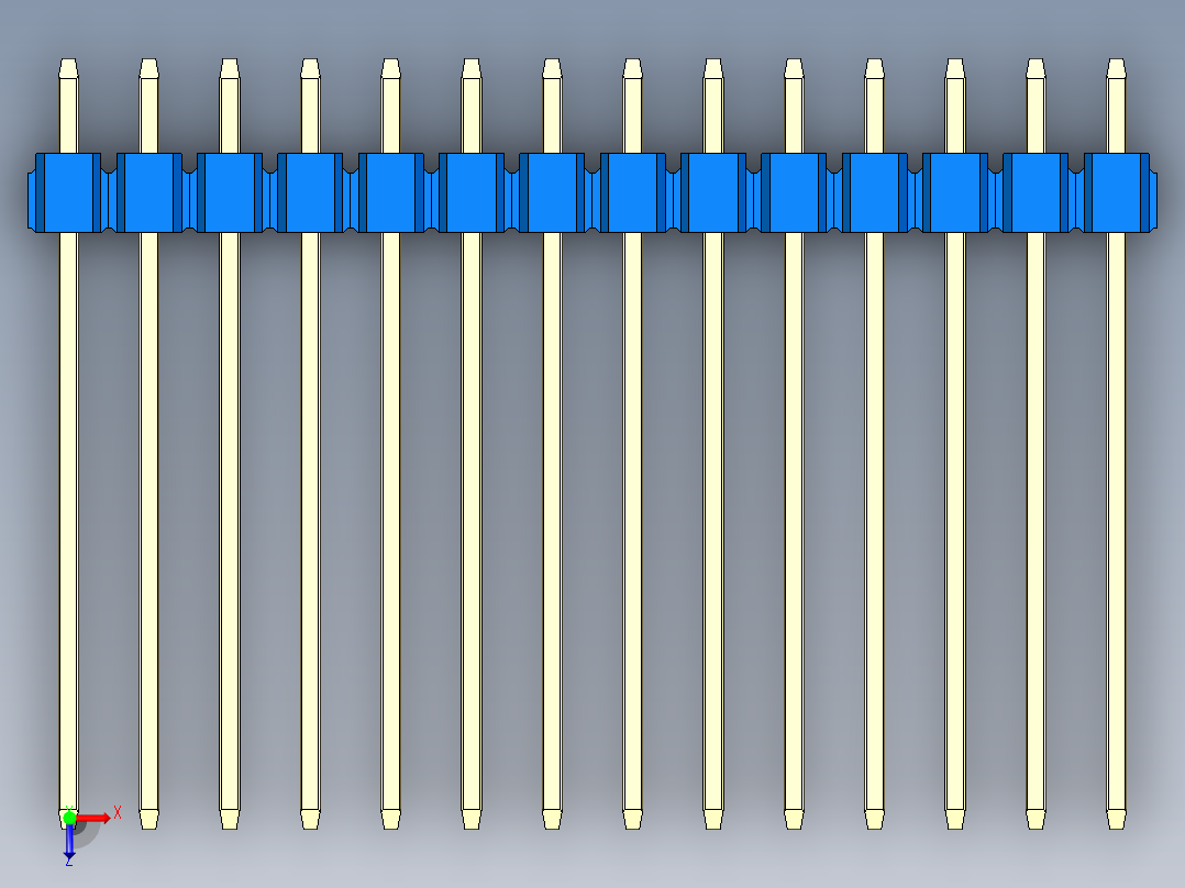 彩色公头100mil（2.54mm）系列-DS1021_blue_3x14p_100mil_Type19_rev1.0俯视图