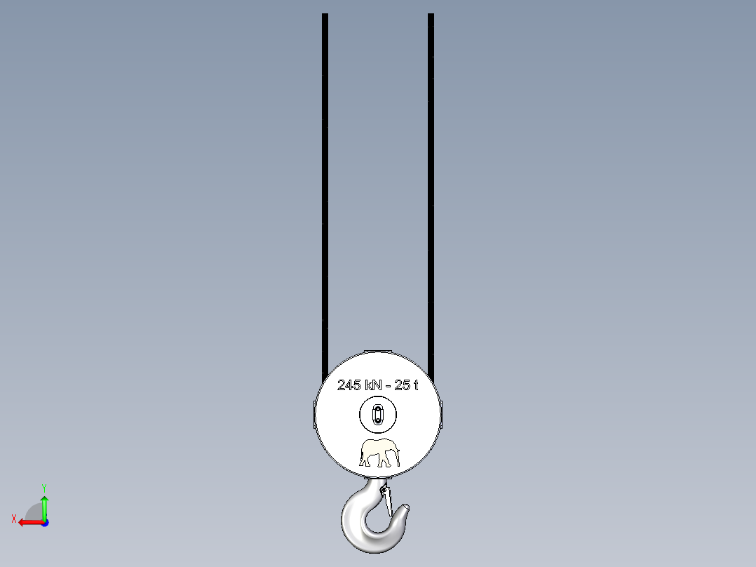 25T起重机吊钩吊具数模3D图纸 STEP格式后视图