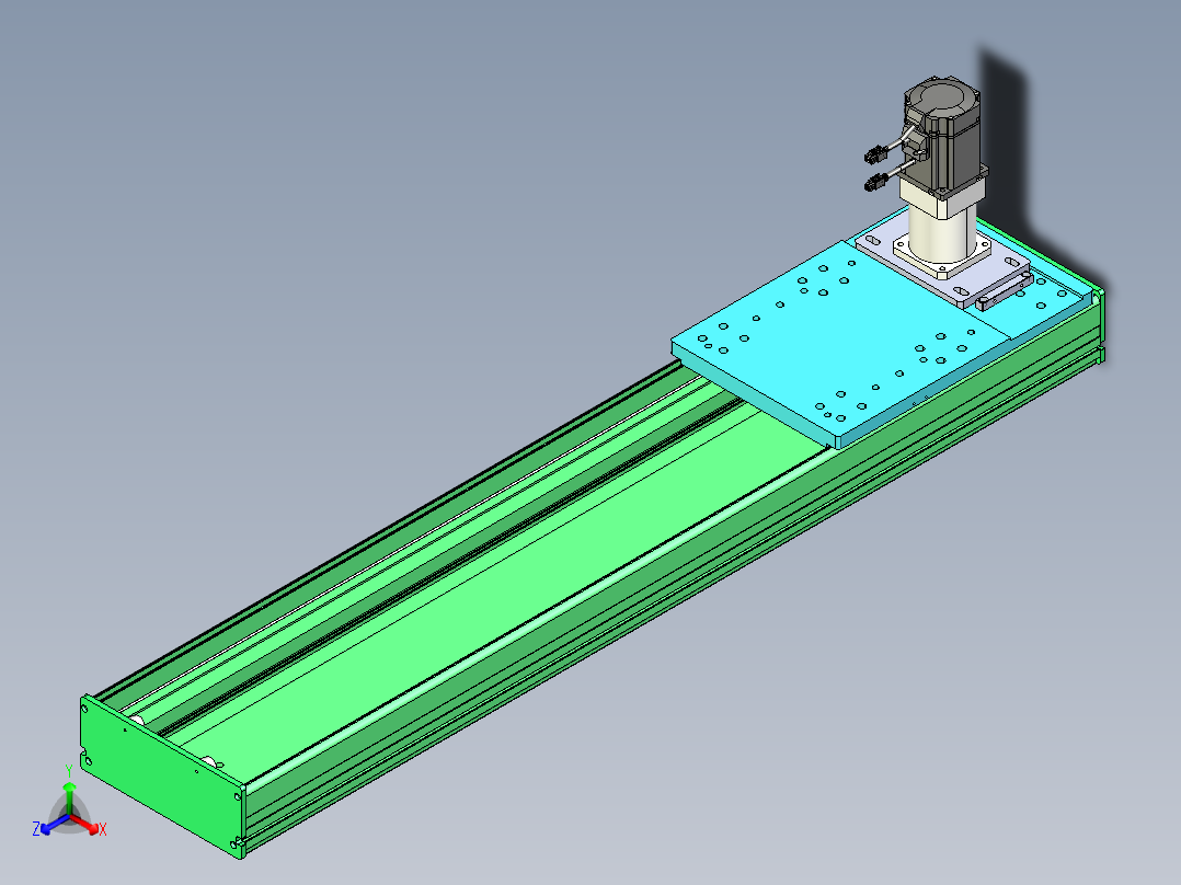 东锦齿条传动DH270G-L167-S950-BU-减速机+750W正等轴测图