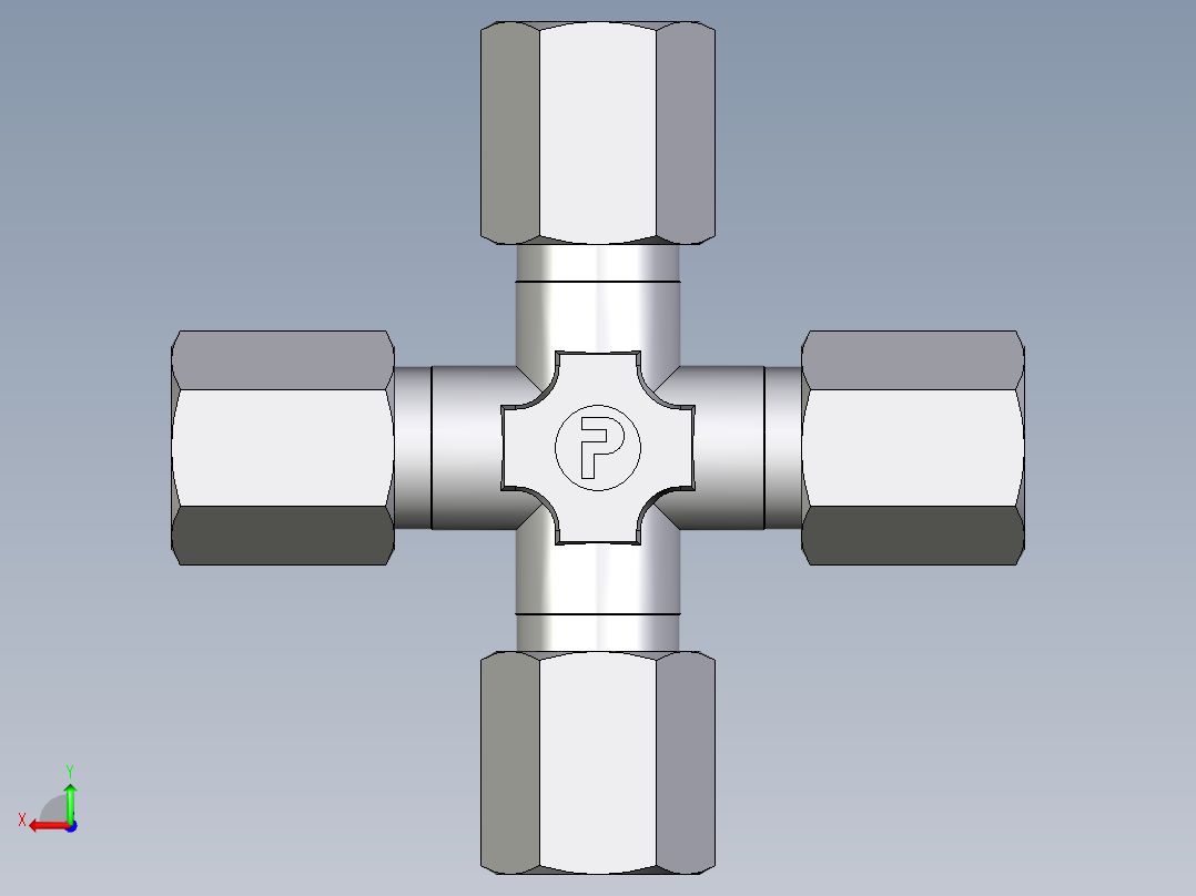 卡套式工业通用硬管接头EO_Union_cross_K04ZLLCF后视图