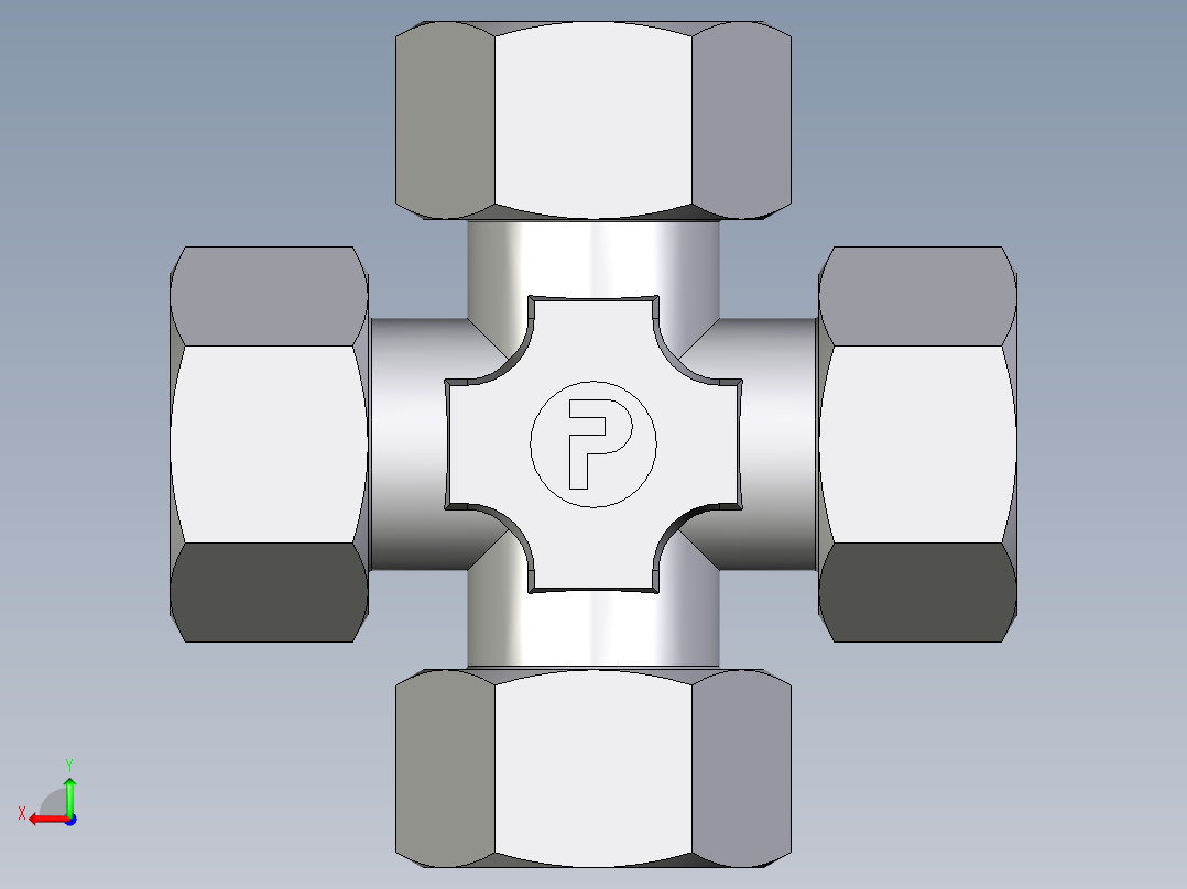 卡套式工业通用硬管接头EO_Union_cross_K30ZSCF后视图