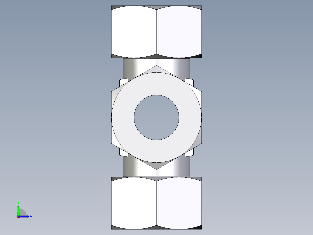 卡套式工业通用硬管接头EO_Union_cross_K30ZSCF左视图