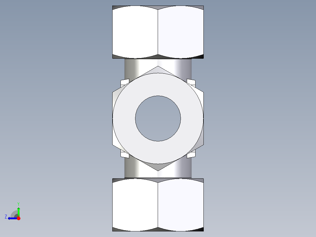 卡套式工业通用硬管接头EO_Union_cross_K30ZSCF右视图
