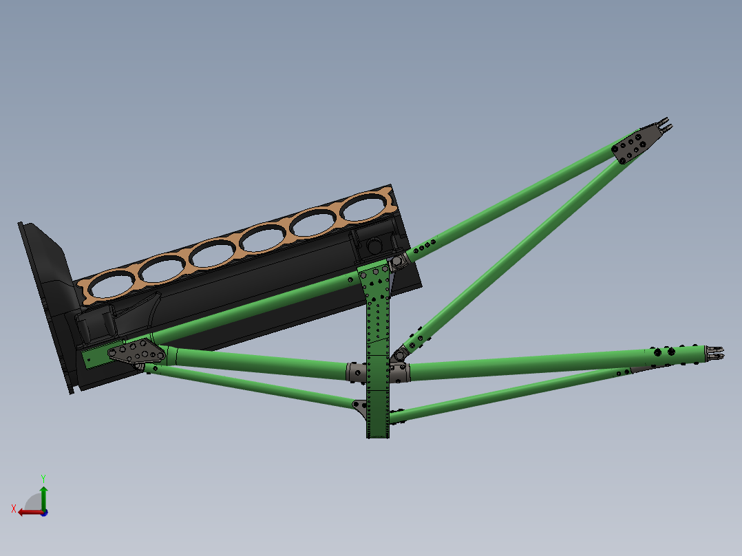 发动机支架后视图