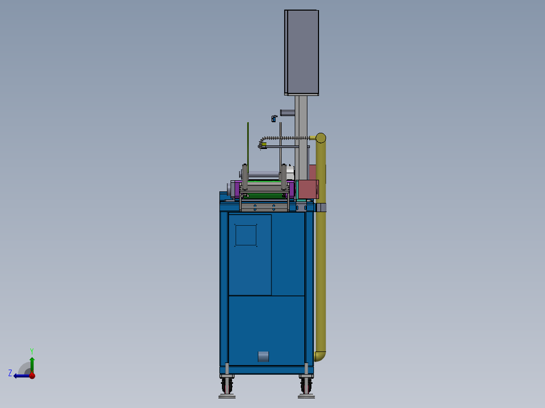 冷却收卷生产线（sw18可编辑+工程图+bom）右视图