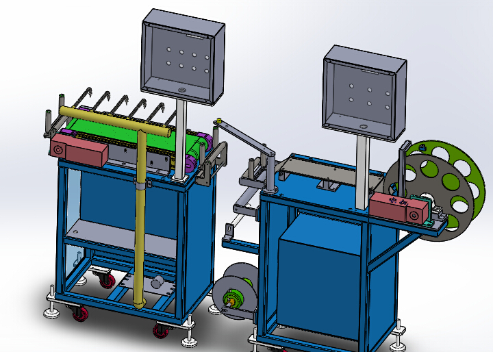冷却收卷生产线（sw18可编辑+工程图+bom）