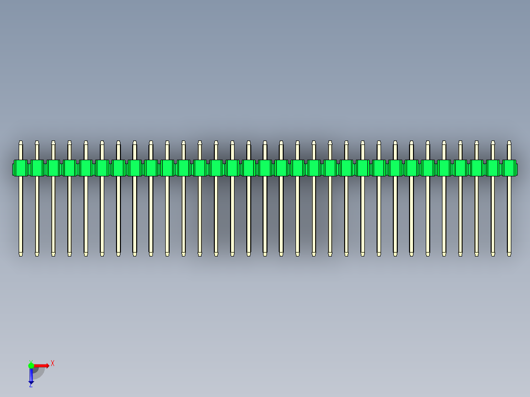 彩色公头100mil（2.54mm）系列-DS1021_green_2x31p_100mil_Type5_rev1.0俯视图