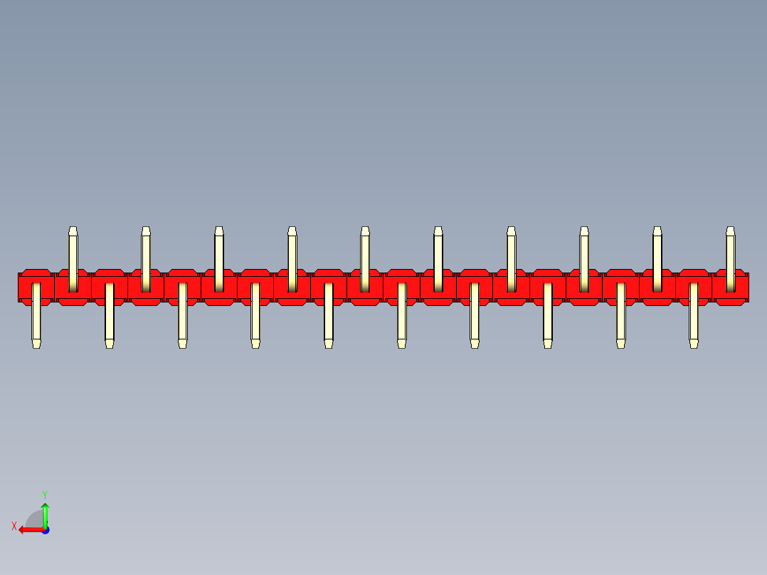 彩色公排针 100mil 2.54mm 系列-DS1022_red_20p_100mil_Type_SMT_R1_rev1.0后视图