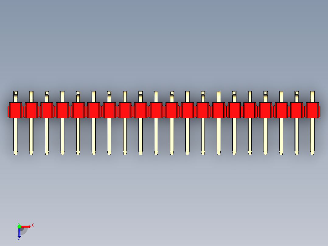 彩色公排针 100mil 2.54mm 系列-DS1022_red_20p_100mil_Type_SMT_R1_rev1.0俯视图