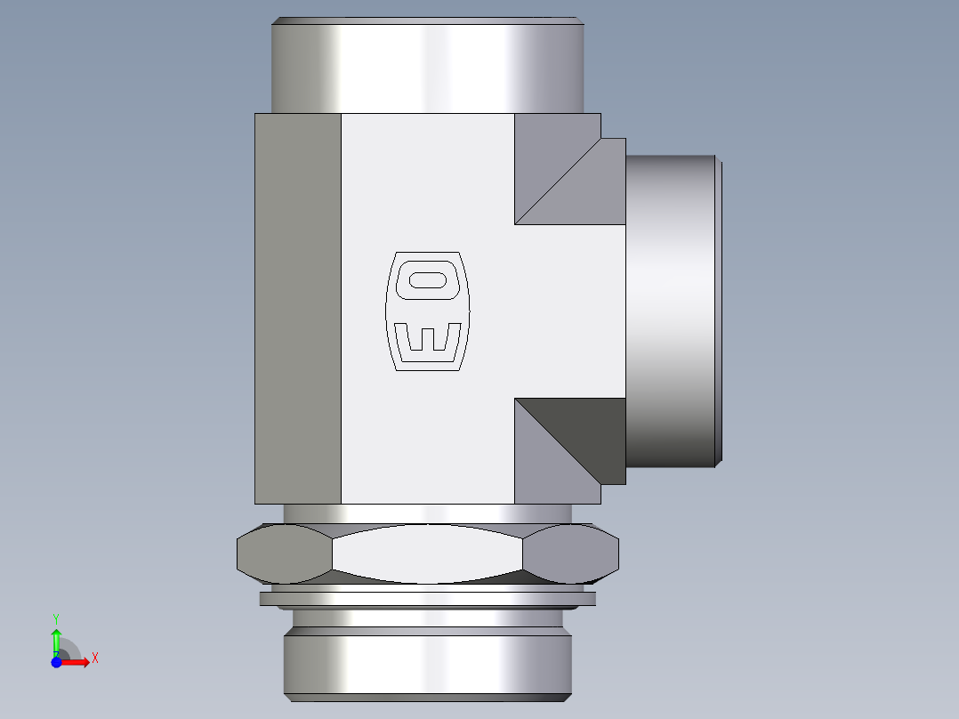 卡套式工业通用硬管接头EO_Adjustable_locknut_run_tee_LEE42LMOMDCF前视图
