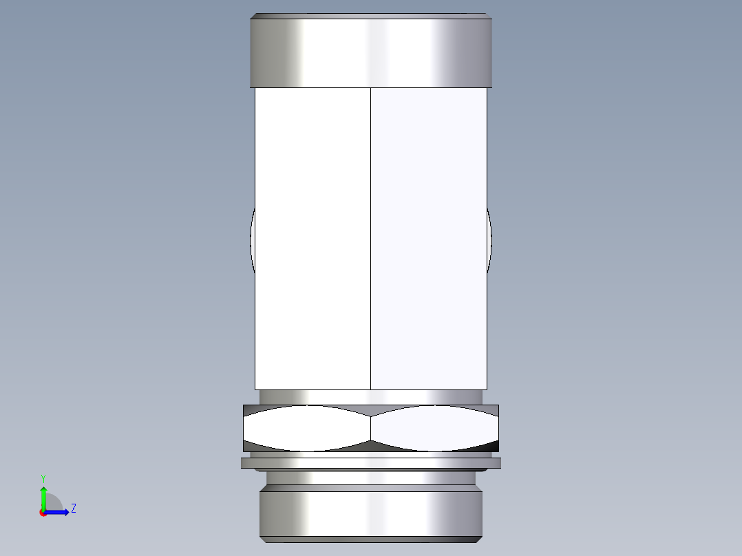 卡套式工业通用硬管接头EO_Adjustable_locknut_run_tee_LEE42LMOMDCF左视图