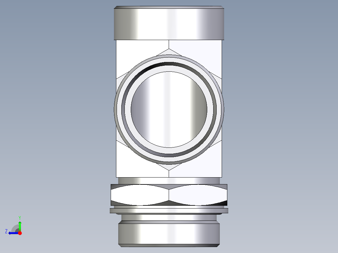 卡套式工业通用硬管接头EO_Adjustable_locknut_run_tee_LEE42LMOMDCF右视图