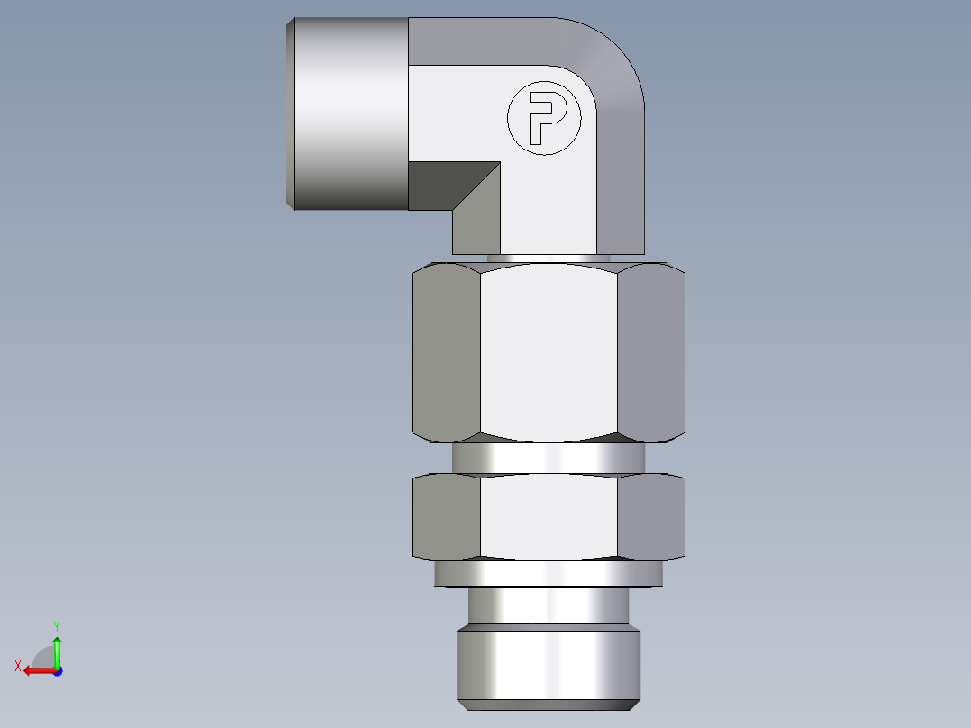 卡套式工业通用硬管接头EO_Assembled_adjustable_standpipe_elbow_EVW14SROMD71后视图