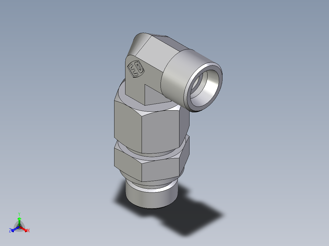 卡套式工业通用硬管接头EO_Assembled_adjustable_standpipe_elbow_EVW14SROMD71正等轴测图