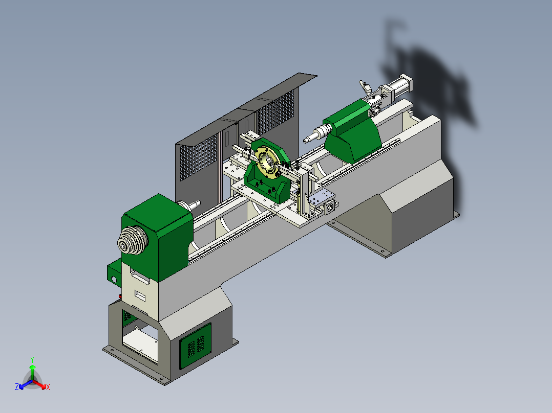 数控木工车床三维总装图正等轴测图