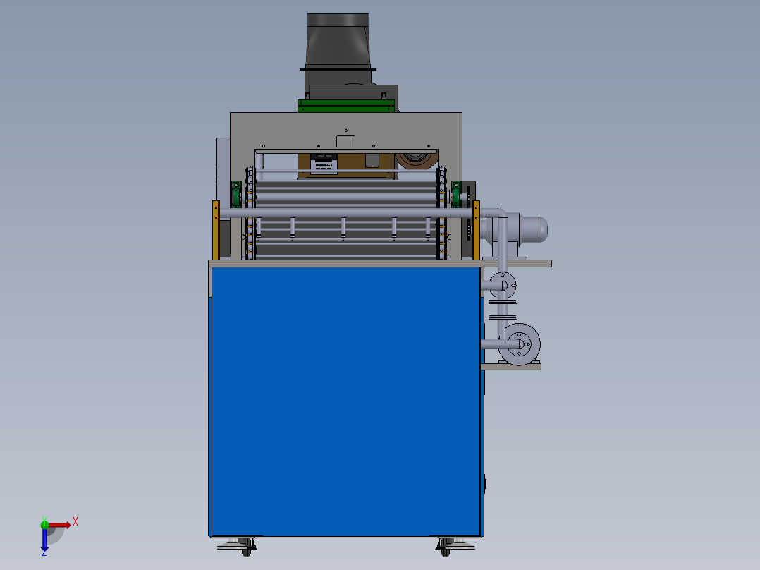 红枣清洗烘干机设计（含SW三维图+CAD图纸说明书）俯视图