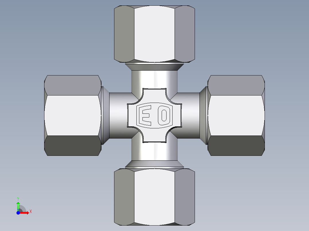 卡套式工业通用硬管接头EO_Union_cross_K10ZLCF前视图