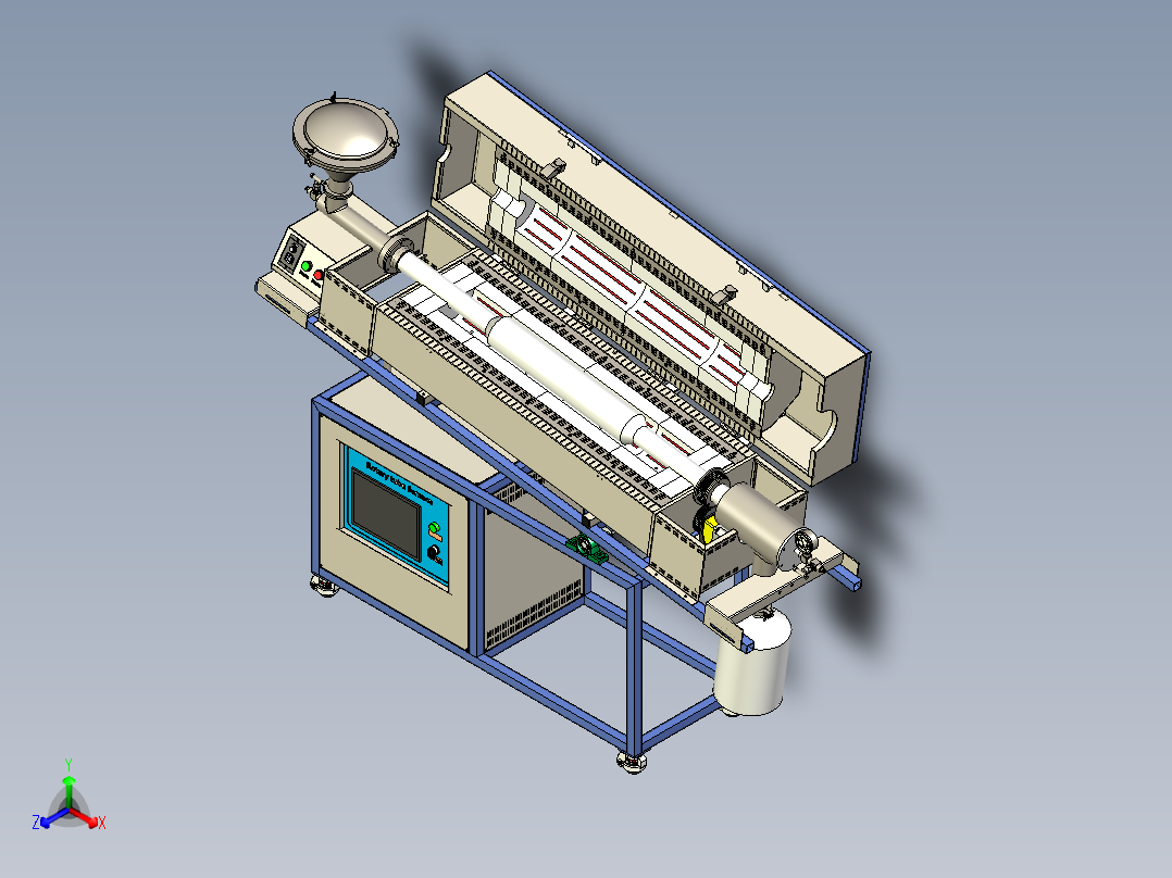 全自动旋转管式炉设计三维SW正等轴测图