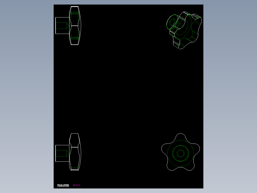 星型把手VC.192-2D多系列多零件图纸模型