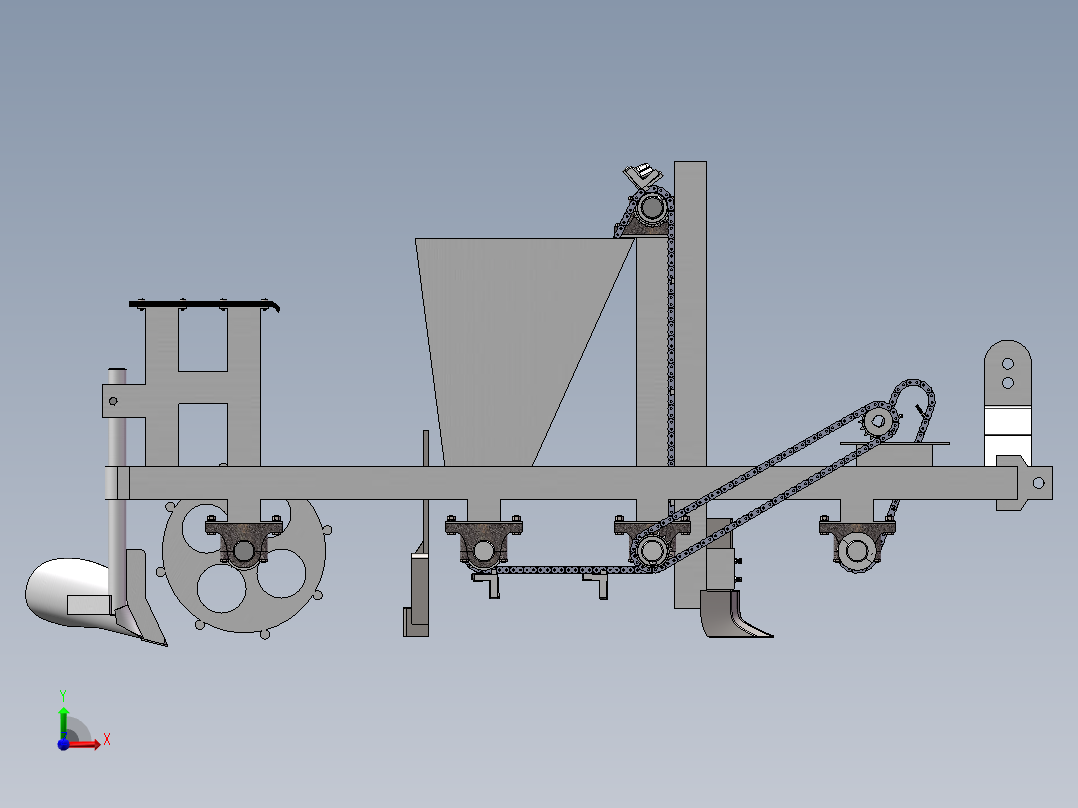 大蒜播种机耕地机sw22可编辑前视图