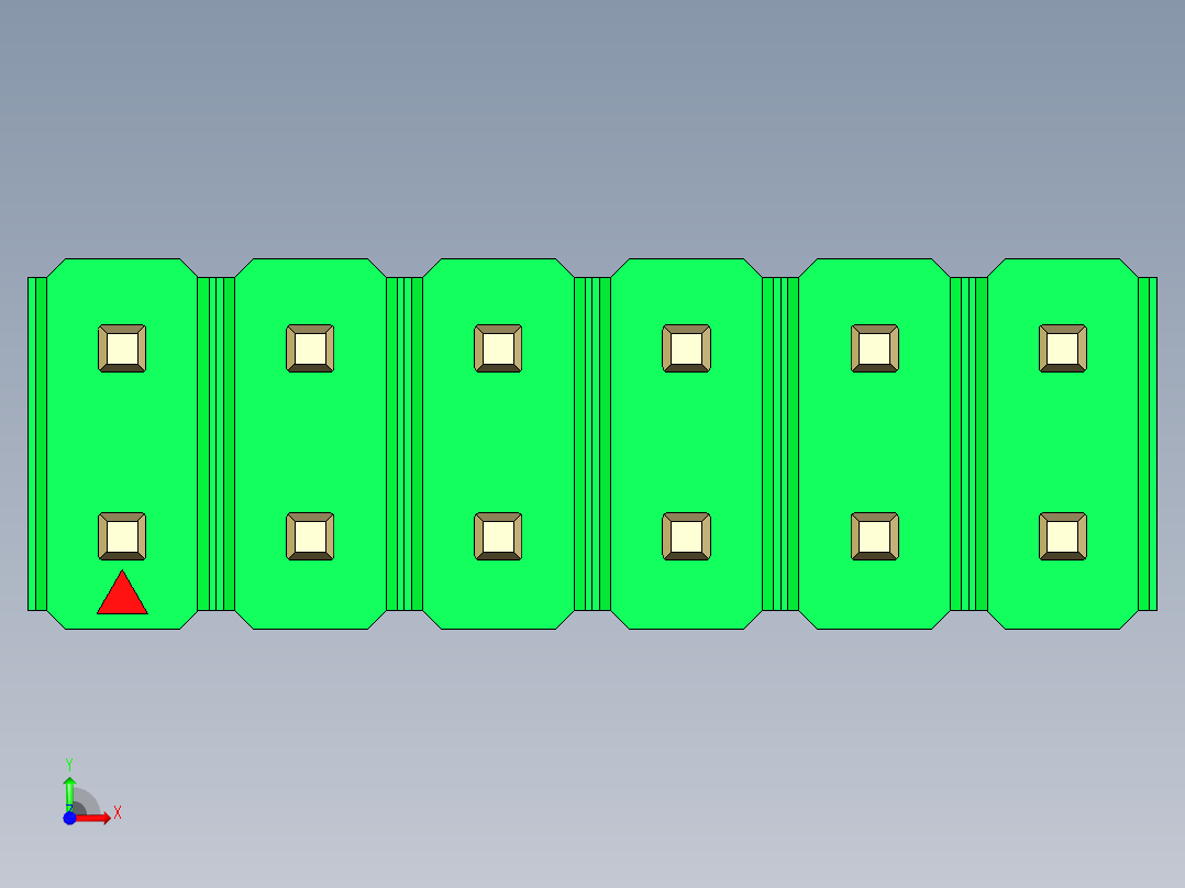 彩色公头100mil（2.54mm）系列-DS1021_green_2x06p_100mil_Type19_rev1.0前视图