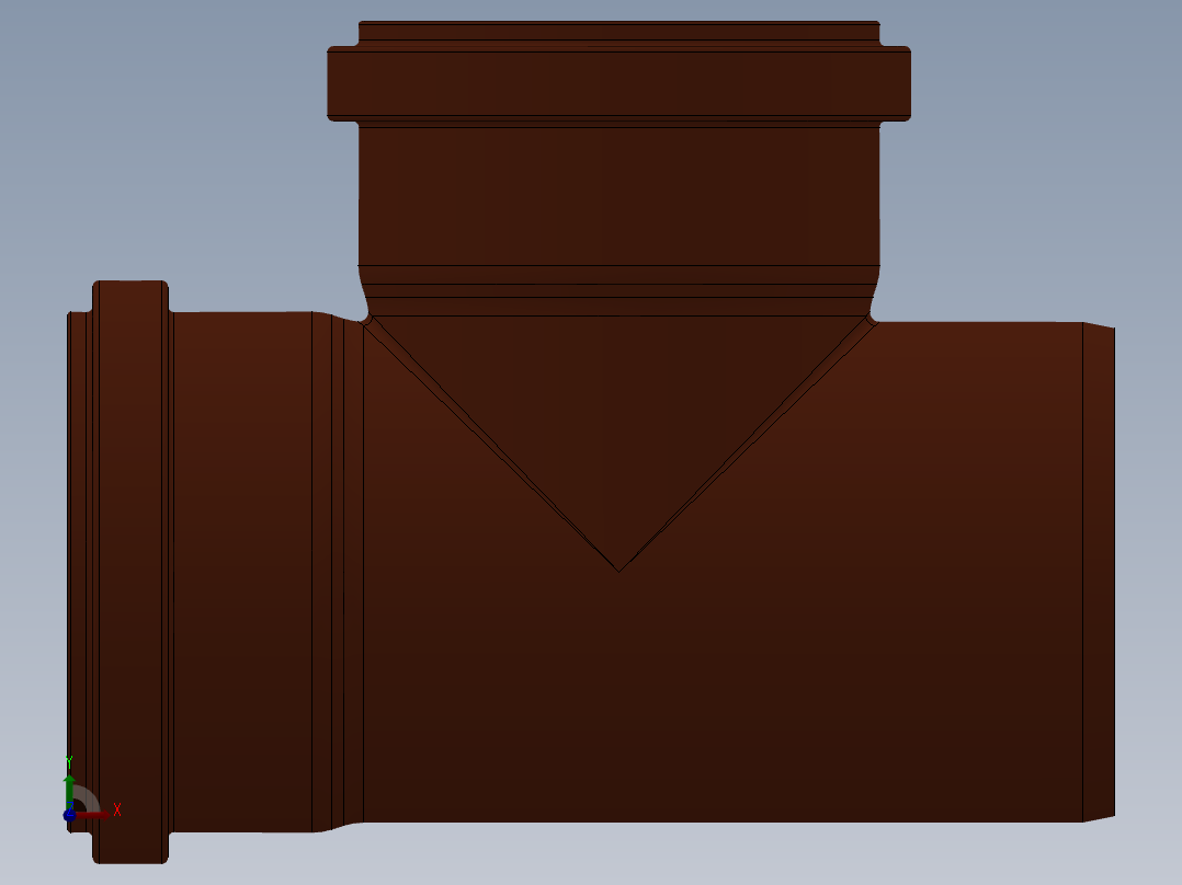 160mm PVC管件三通前视图