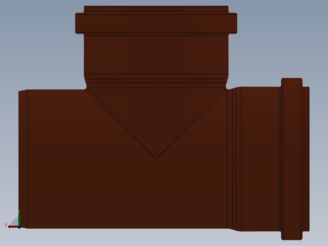 160mm PVC管件三通后视图