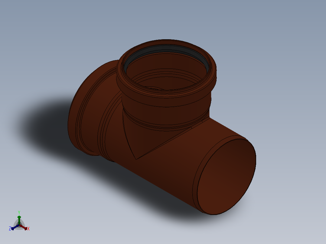 160mm PVC管件三通正等轴测图