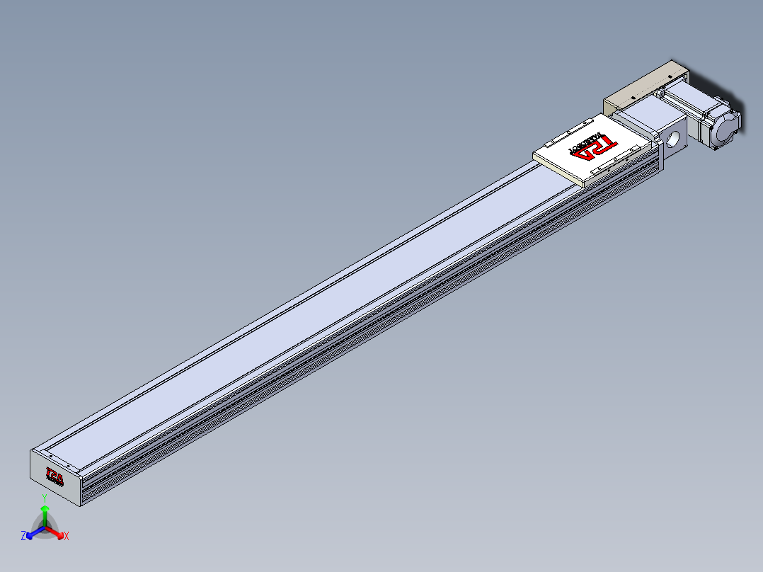 同步带全封闭直线模组TPA-HCB-110D-90-L1050-MR-Y-P40-N3正等轴测图
