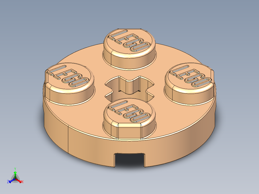 乐高零件 4032 板 2 x 2 圆形-4032 Light Orange Plate 2 x 2 Round.STEP