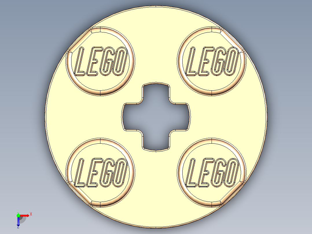 乐高零件 4032 板 2 x 2 圆形-4032 Light Orange Plate 2 x 2 Round.STEP俯视图