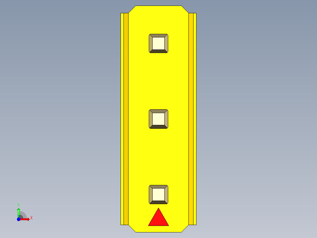 彩色公头100mil（2.54mm）系列-DS1021_yellow_3x01p_100mil_Type5_rev1.0前视图