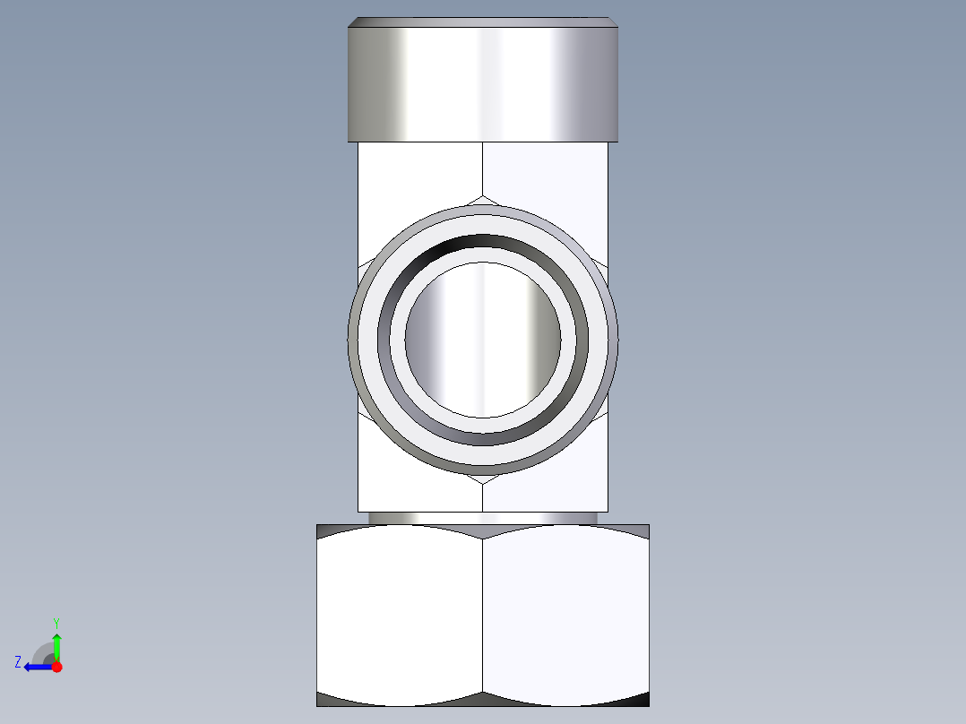 卡套式工业通用硬管接头EO_Swivel_nut_run_tee_EL18LOMD71右视图