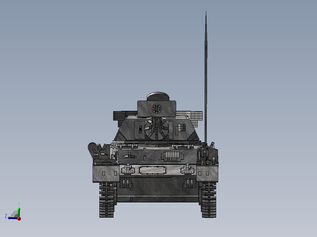 Panzerkampfwagen IV德军坦克模型3D图纸 Solidworks设计 附STEP前视图