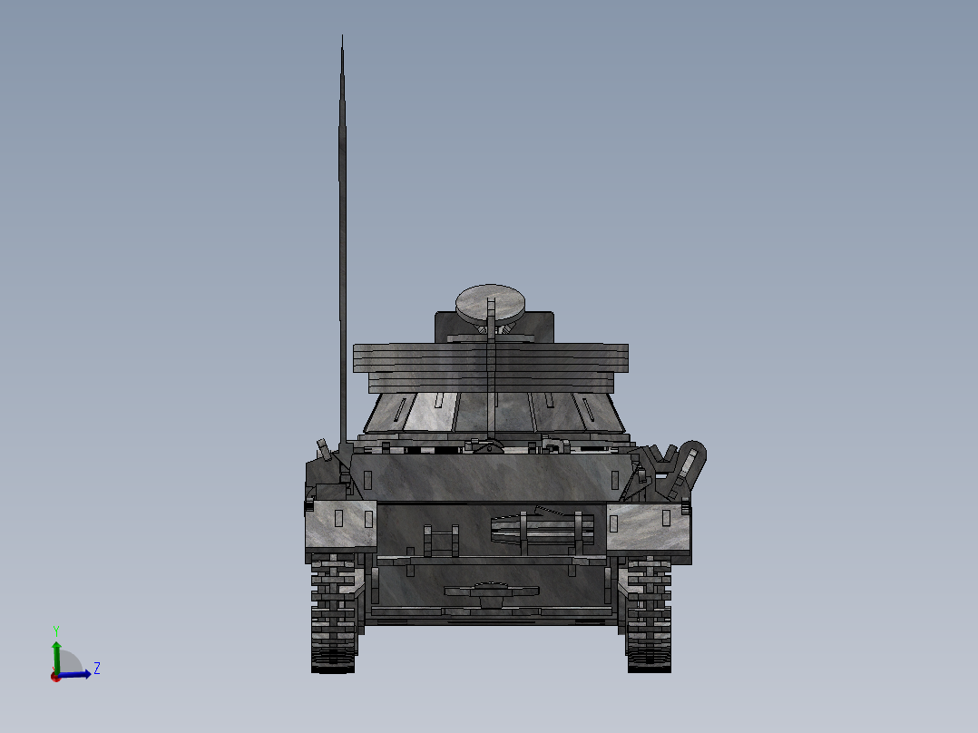 Panzerkampfwagen IV德军坦克模型3D图纸 Solidworks设计 附STEP后视图