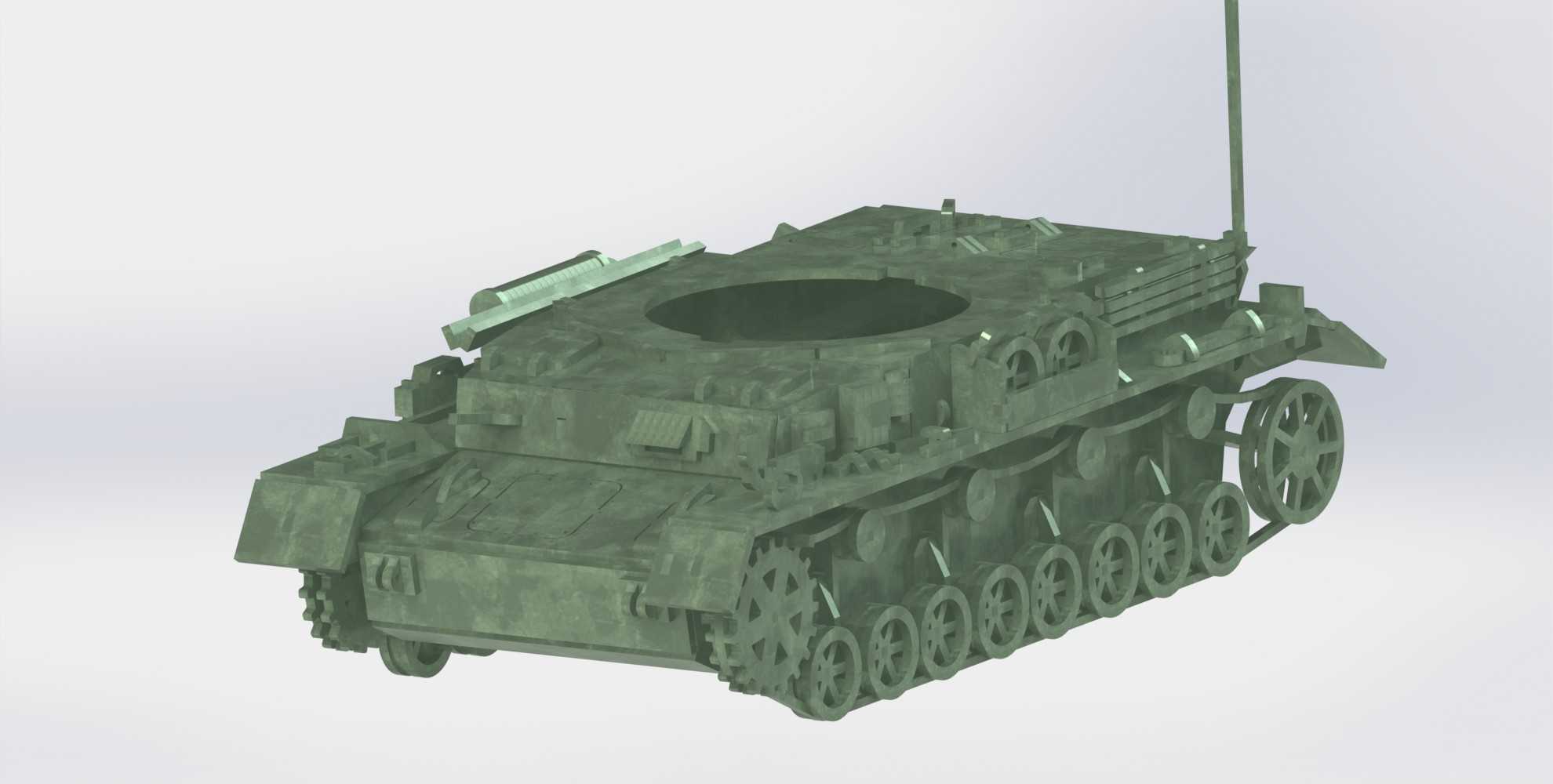 Panzerkampfwagen IV德军坦克模型3D图纸 Solidworks设计 附STEP
