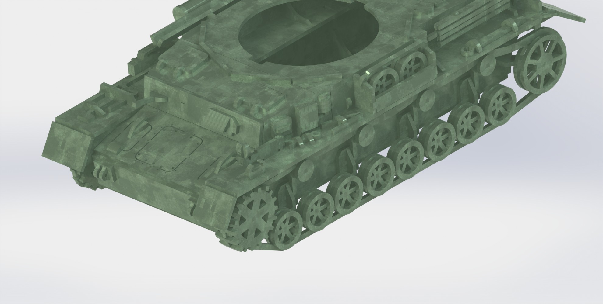 Panzerkampfwagen IV德军坦克模型3D图纸 Solidworks设计 附STEP