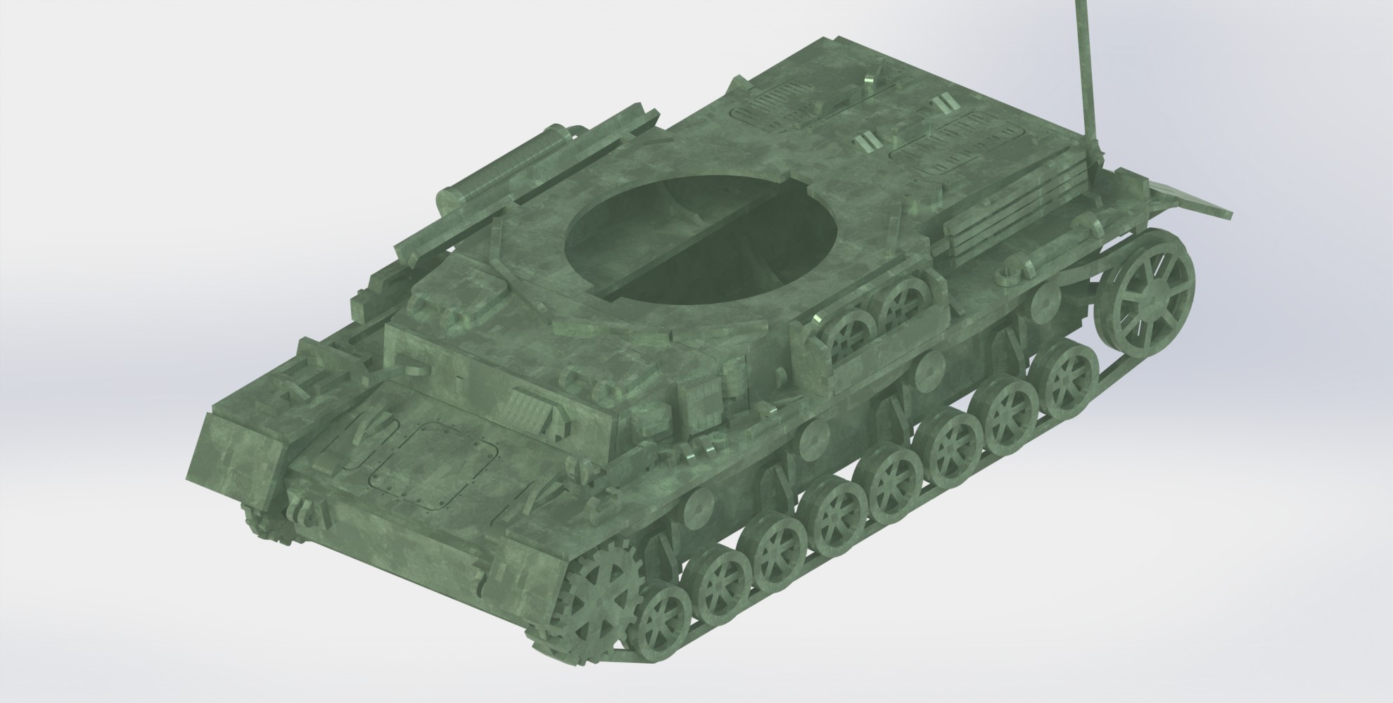 Panzerkampfwagen IV德军坦克模型3D图纸 Solidworks设计 附STEP