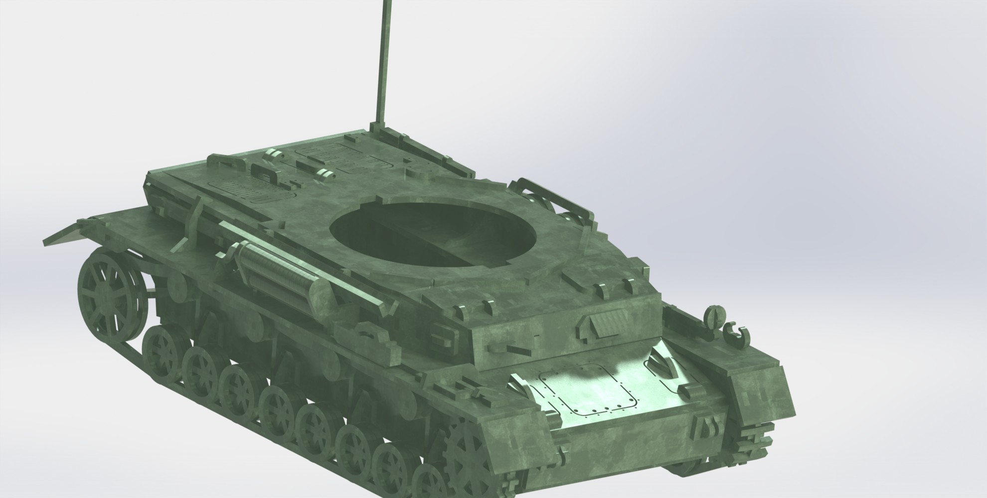 Panzerkampfwagen IV德军坦克模型3D图纸 Solidworks设计 附STEP