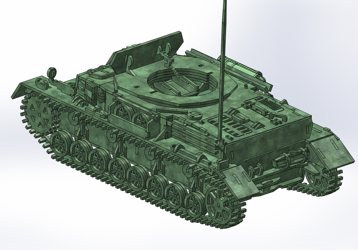 Panzerkampfwagen IV德军坦克模型3D图纸 Solidworks设计 附STEP