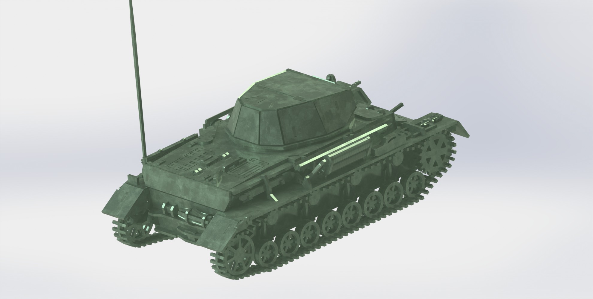 Panzerkampfwagen IV德军坦克模型3D图纸 Solidworks设计 附STEP