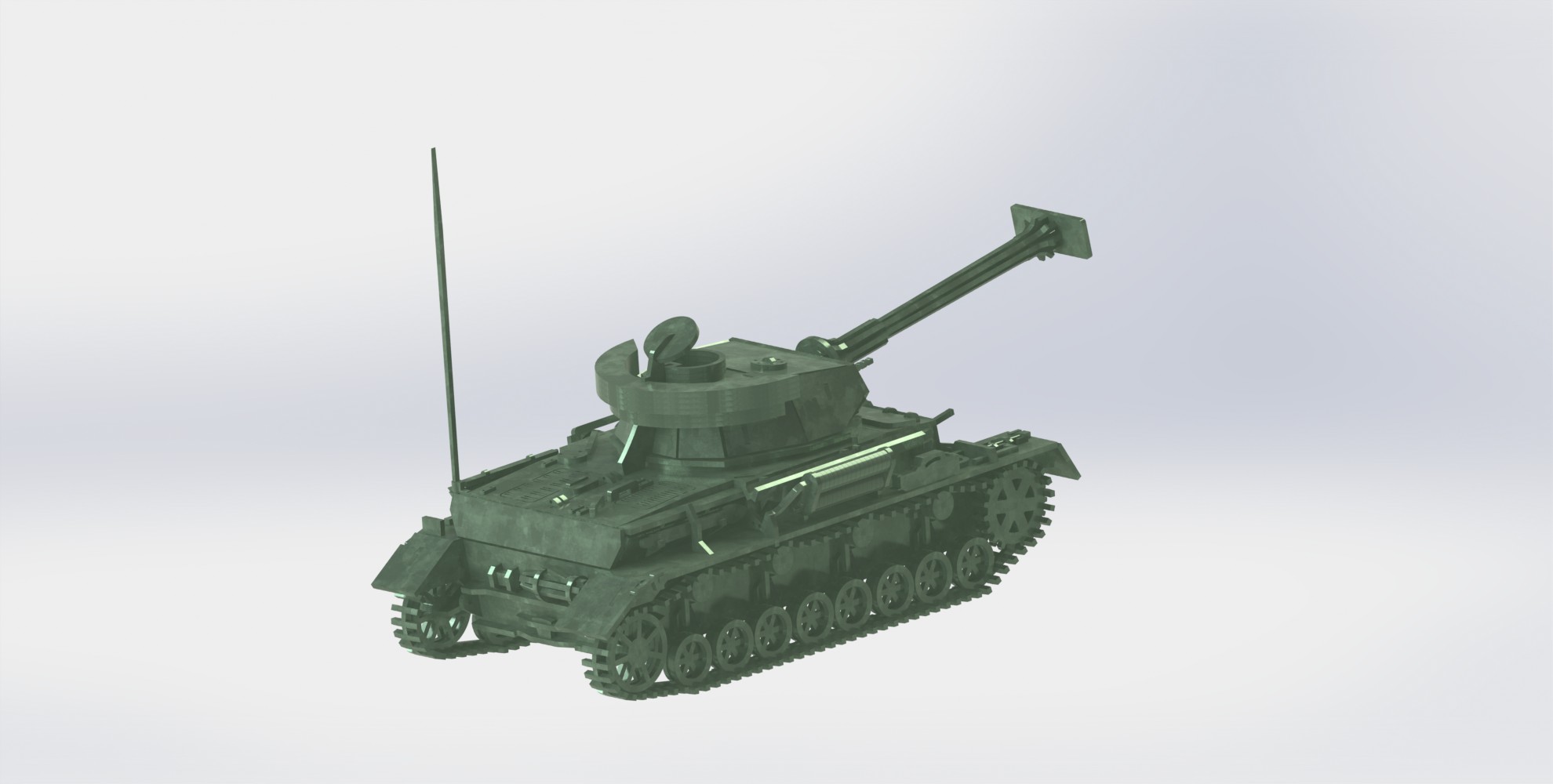 Panzerkampfwagen IV德军坦克模型3D图纸 Solidworks设计 附STEP