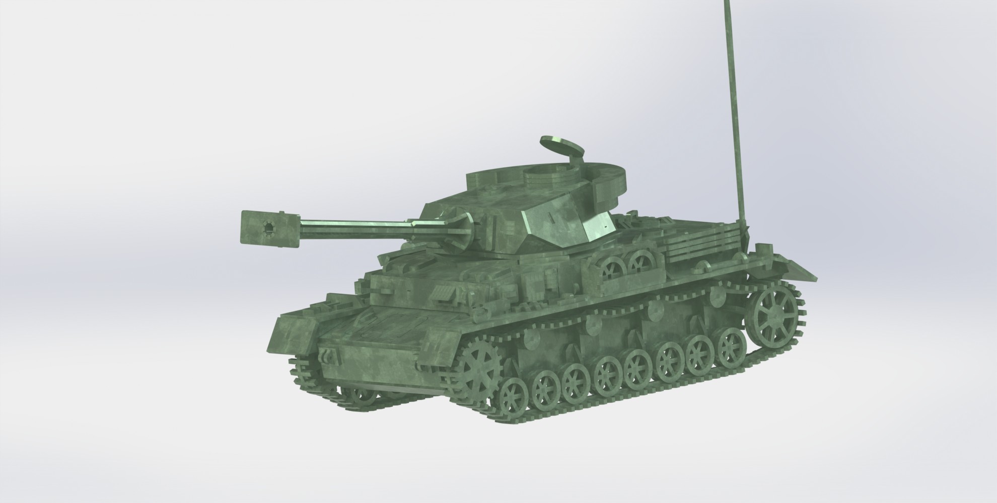 Panzerkampfwagen IV德军坦克模型3D图纸 Solidworks设计 附STEP