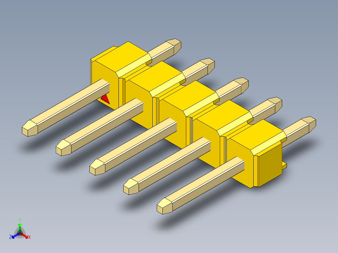 彩色公头100mil（2.54mm）系列-DS1021_yellow_1x05p_100mil_Type1_rev1.0