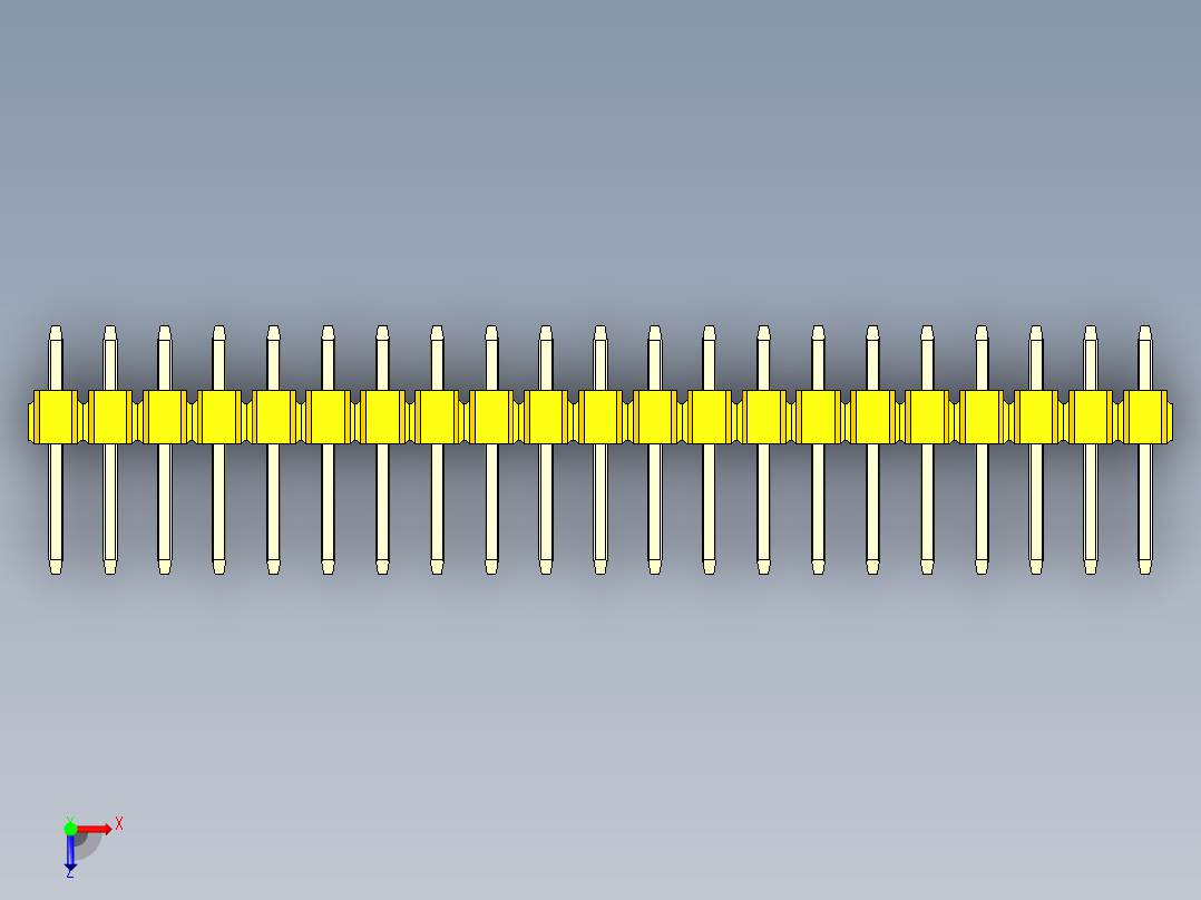 彩色公头100mil（2.54mm）系列-DS1021_yellow_1x21p_100mil_Type1_rev1.0俯视图