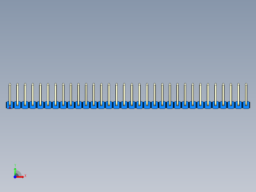 彩色公排针 100mil 2.54mm 系列-DS1022_blue_32p_100mil_TypeU_rev1.0前视图
