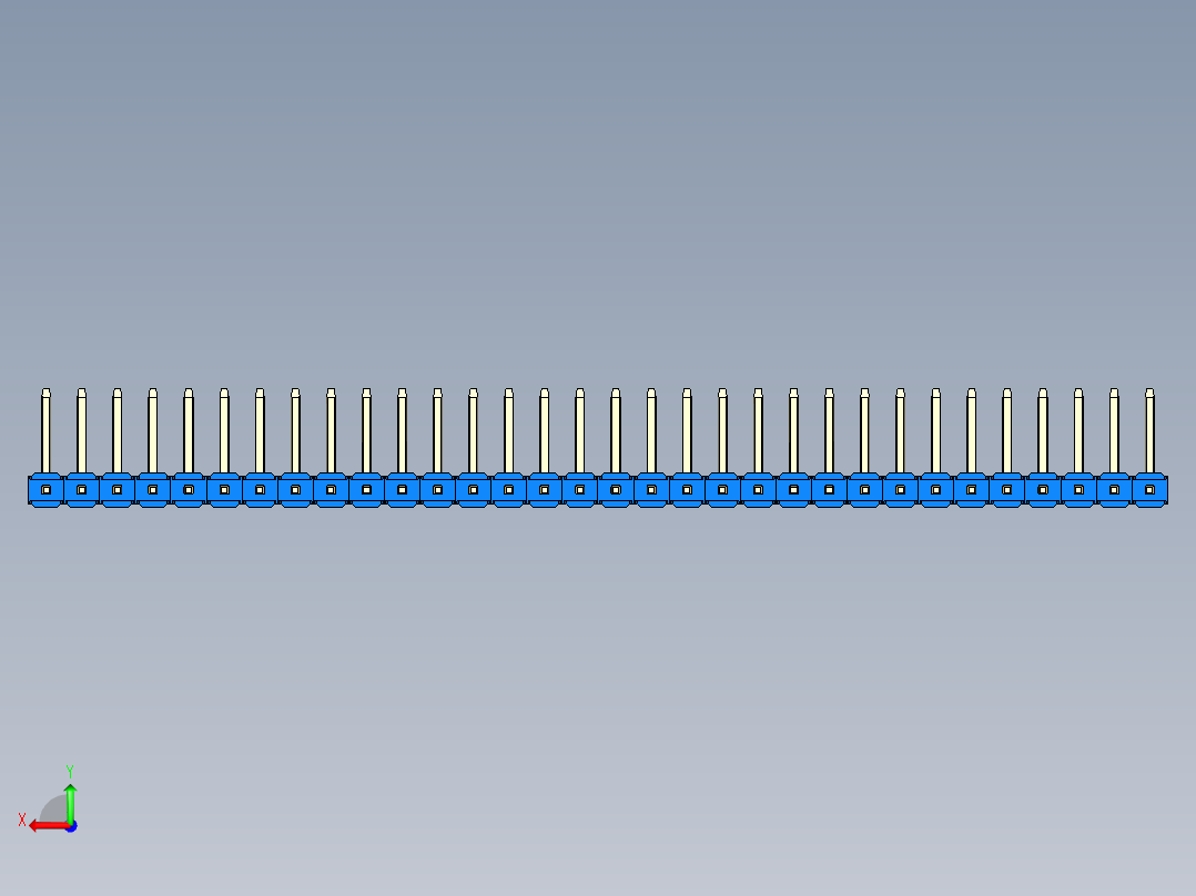 彩色公排针 100mil 2.54mm 系列-DS1022_blue_32p_100mil_TypeU_rev1.0后视图