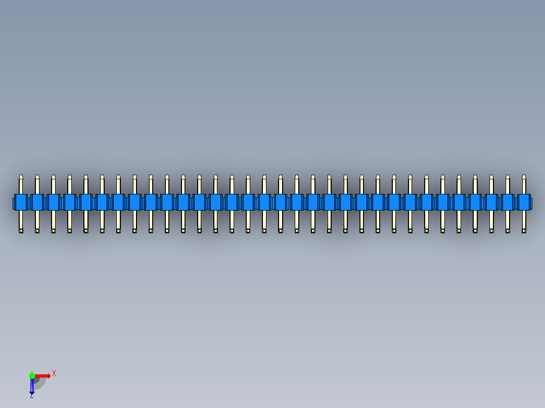 彩色公排针 100mil 2.54mm 系列-DS1022_blue_32p_100mil_TypeU_rev1.0俯视图